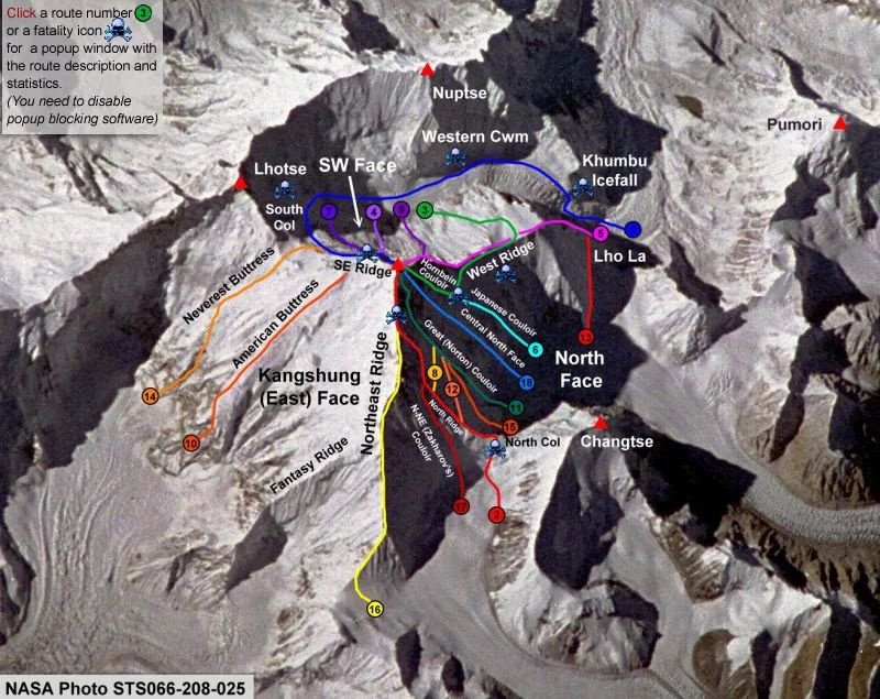 Everest routes map
